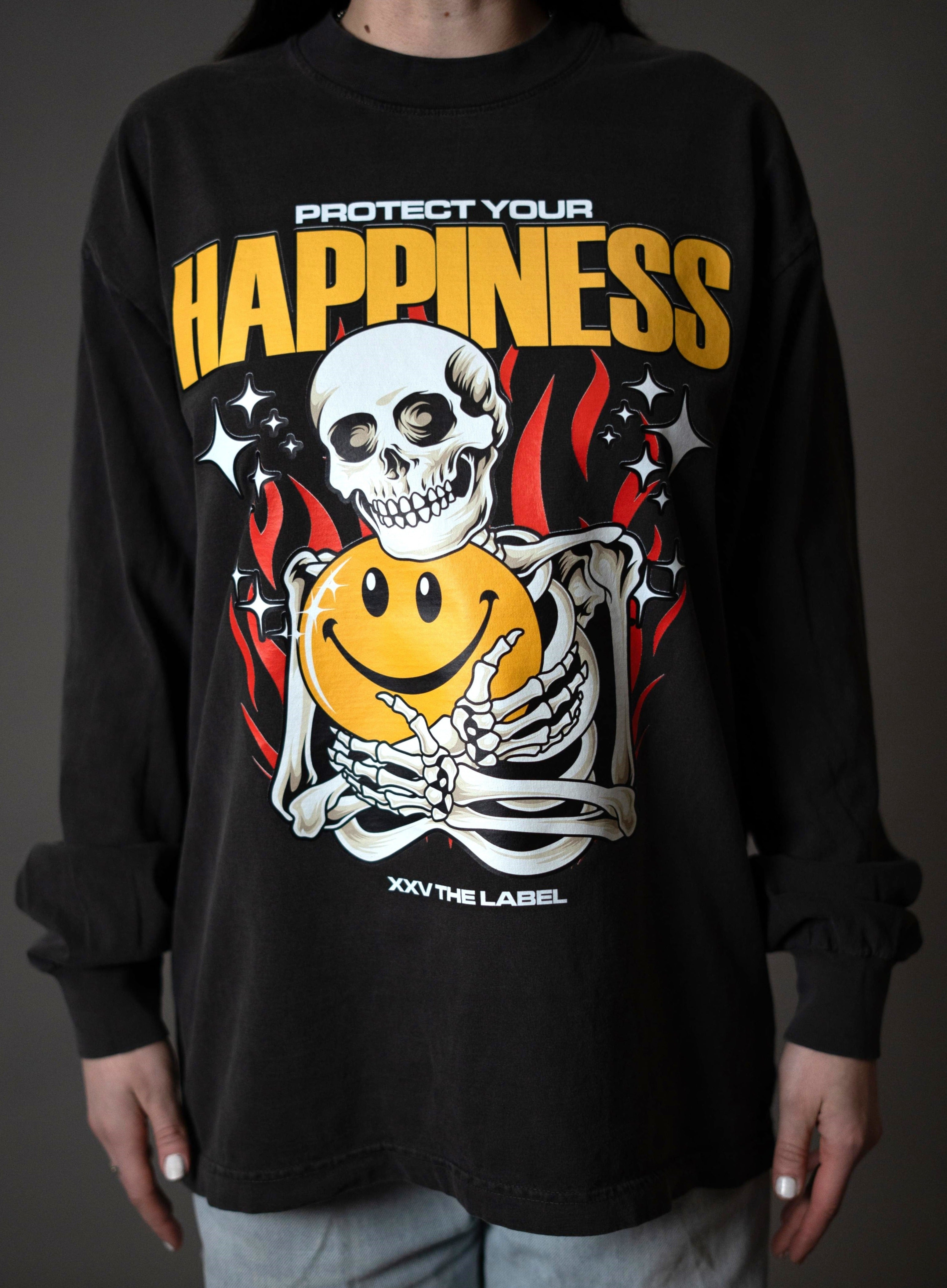 Protect Your Happiness Long Sleeve - Vintage Grey